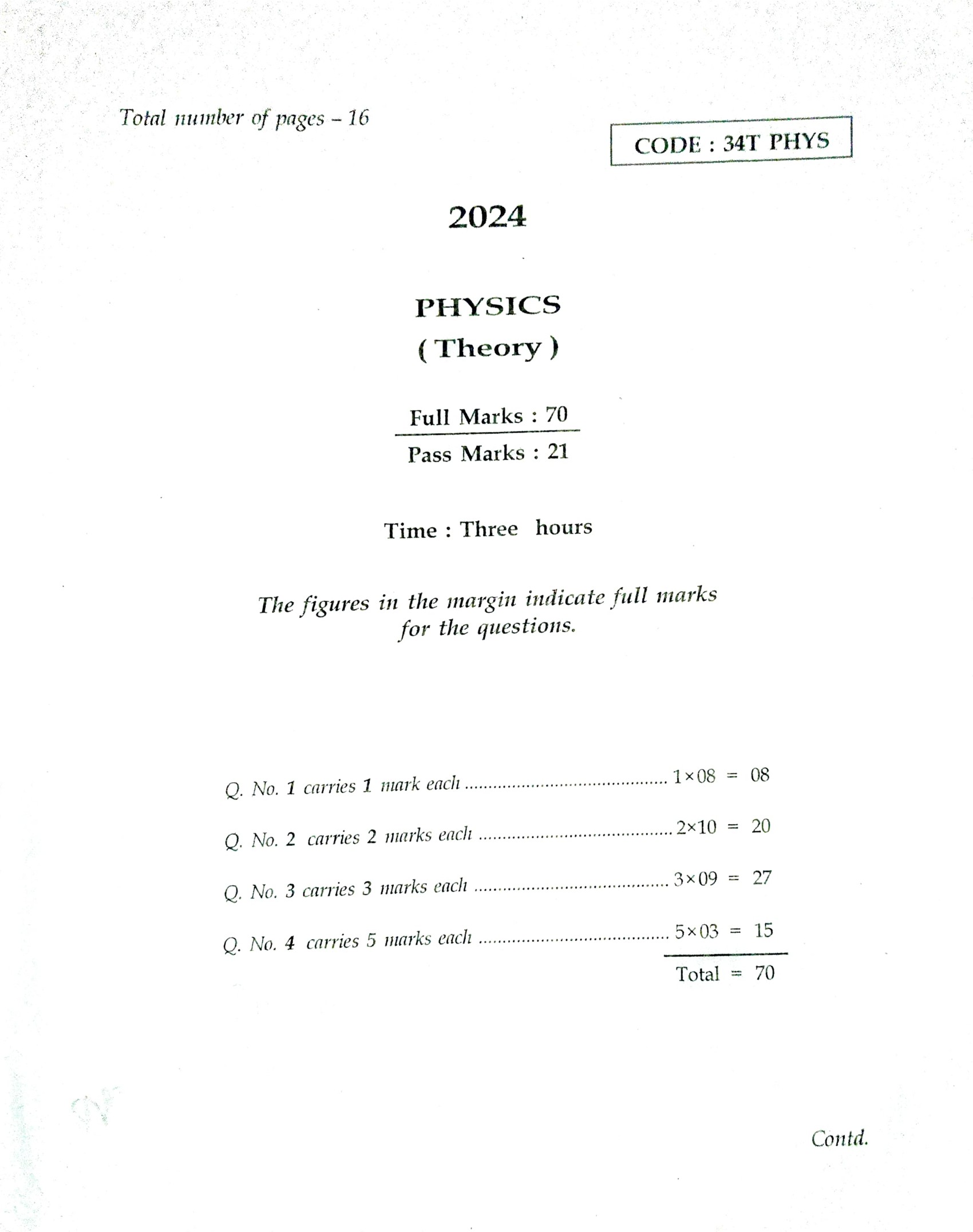 Ahsec physics questions paper 2024